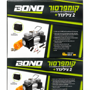 קומפרסור 2 בוכנות לניפוח מהיר מתאים לרכבים גיפים אופנועים או באביזרי ניפוח אחרים